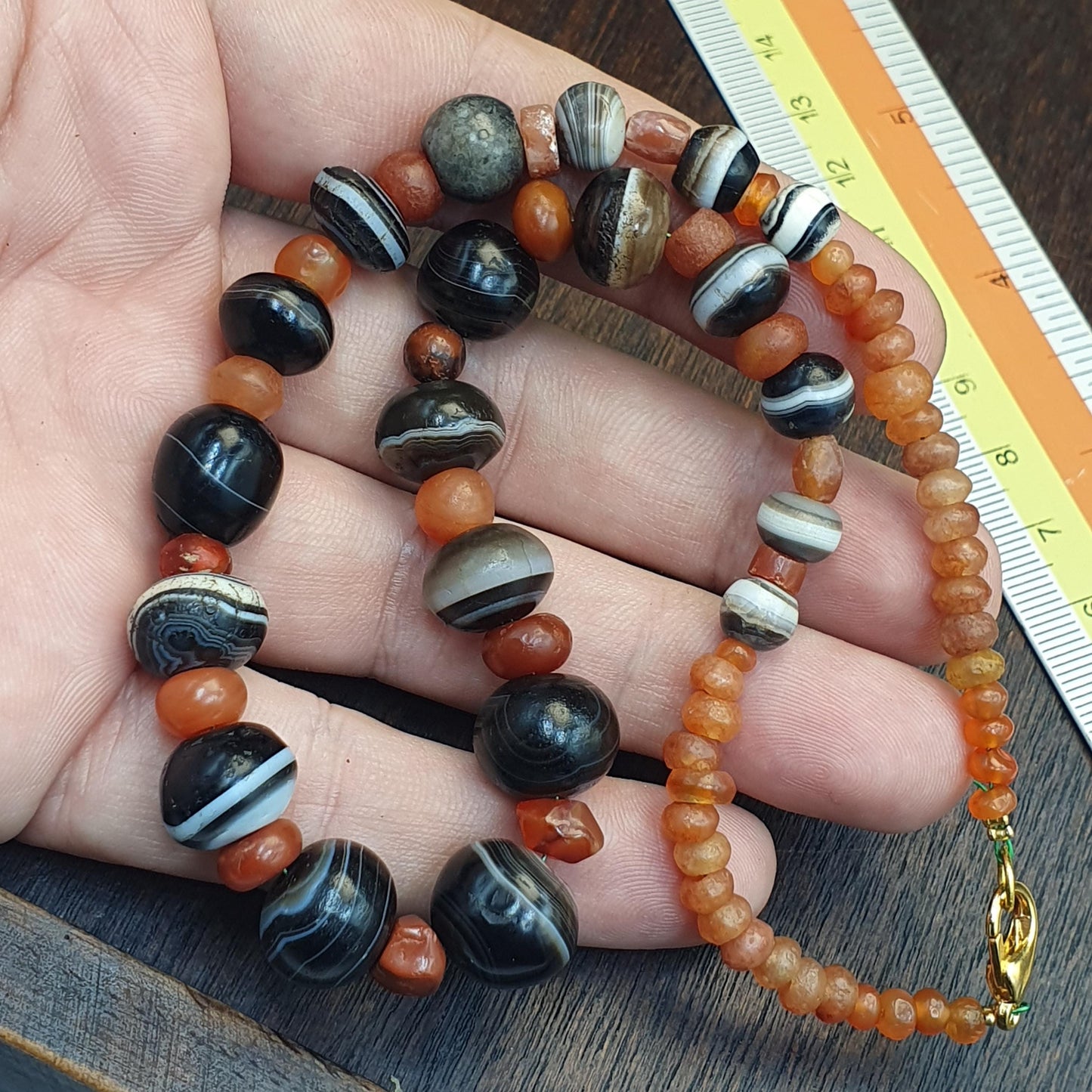 Suleimani Ancient bead pure patterns agate amulet religious antiquities, Indo Tibetan Himalayan Antique Agate Soleimani Beads Necklace