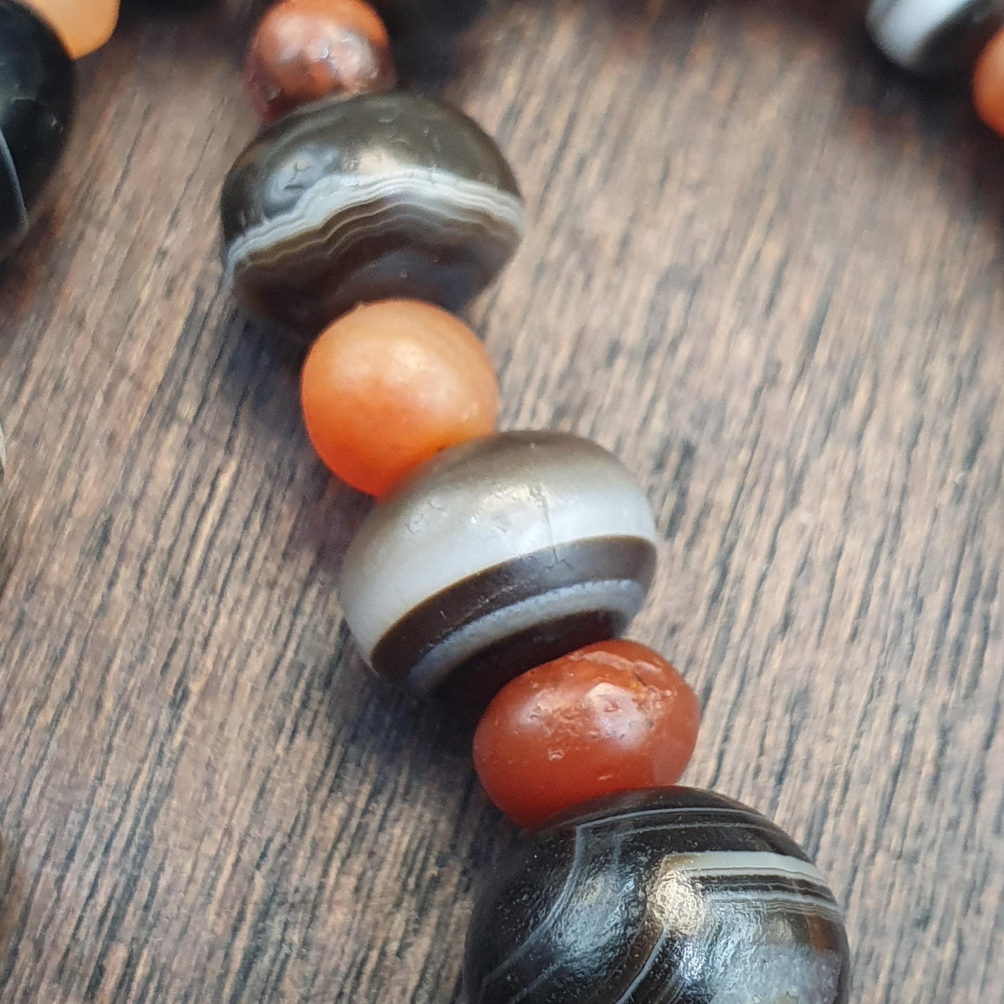 Suleimani Ancient bead pure patterns agate amulet religious antiquities, Indo Tibetan Himalayan Antique Agate Soleimani Beads Necklace