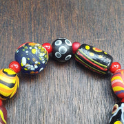 Chevron Glass Beads, Vintage African Venetian Bracelet - Luminous Pattern | Beading Thread, Standard Wrist