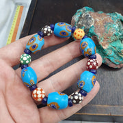 Sky Blue Murano, Vintage Venetian Style Bracelet | Glass Trade Beads | Stretch One Size Fits Most