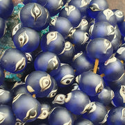 Cobalt Blue Evil Eye, Antique Glass Strand - Matte Venetian Inspired Lampwork, Collectors Necklace, Loose Beads