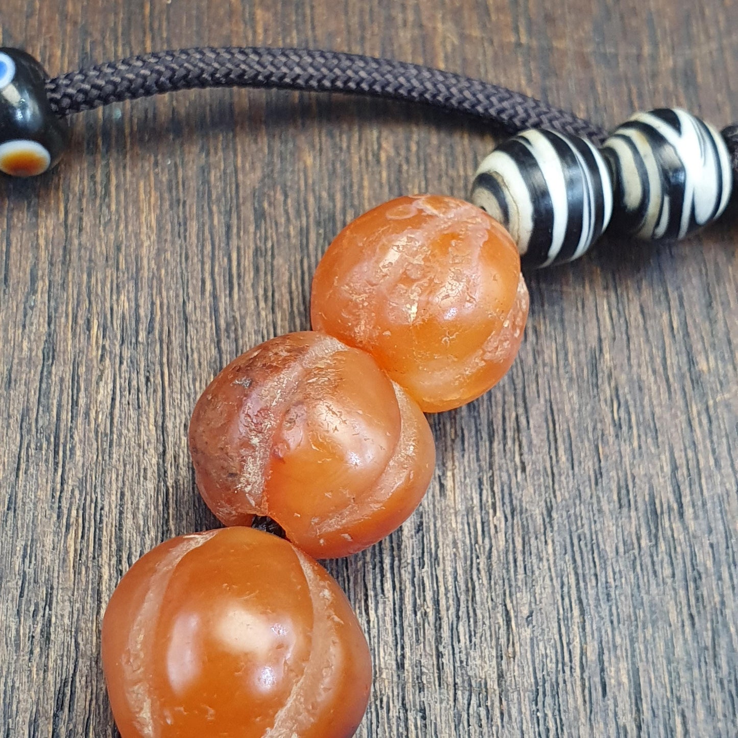 Antique Tibetan carnelian agate beads melon shape beaded Bracelet 18-16mm