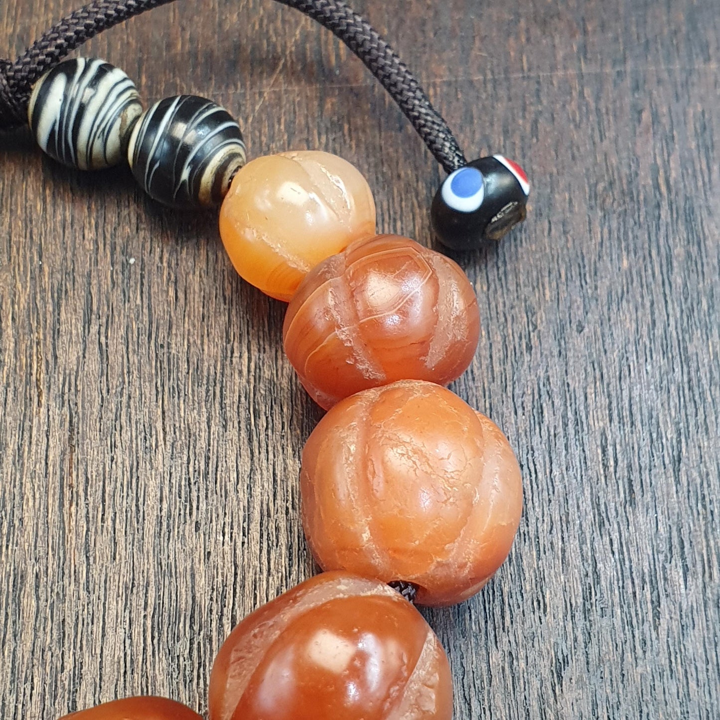 Antique Tibetan carnelian agate beads melon shape beaded Bracelet 18-16mm