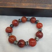 Antique Tibetan carnelian agate beads melon shape beaded Bracelet 19-16mm