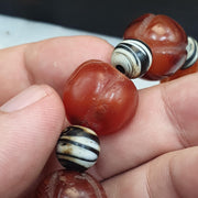 Antique Tibetan carnelian agate beads melon shape beaded Bracelet 19-16mm