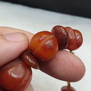 Ancient Carved Melon Agate Bead Bracelet, Hand Carved Fluted Carnelian, Antique Silk Road Trade Beads, Rare Archeological Focal .