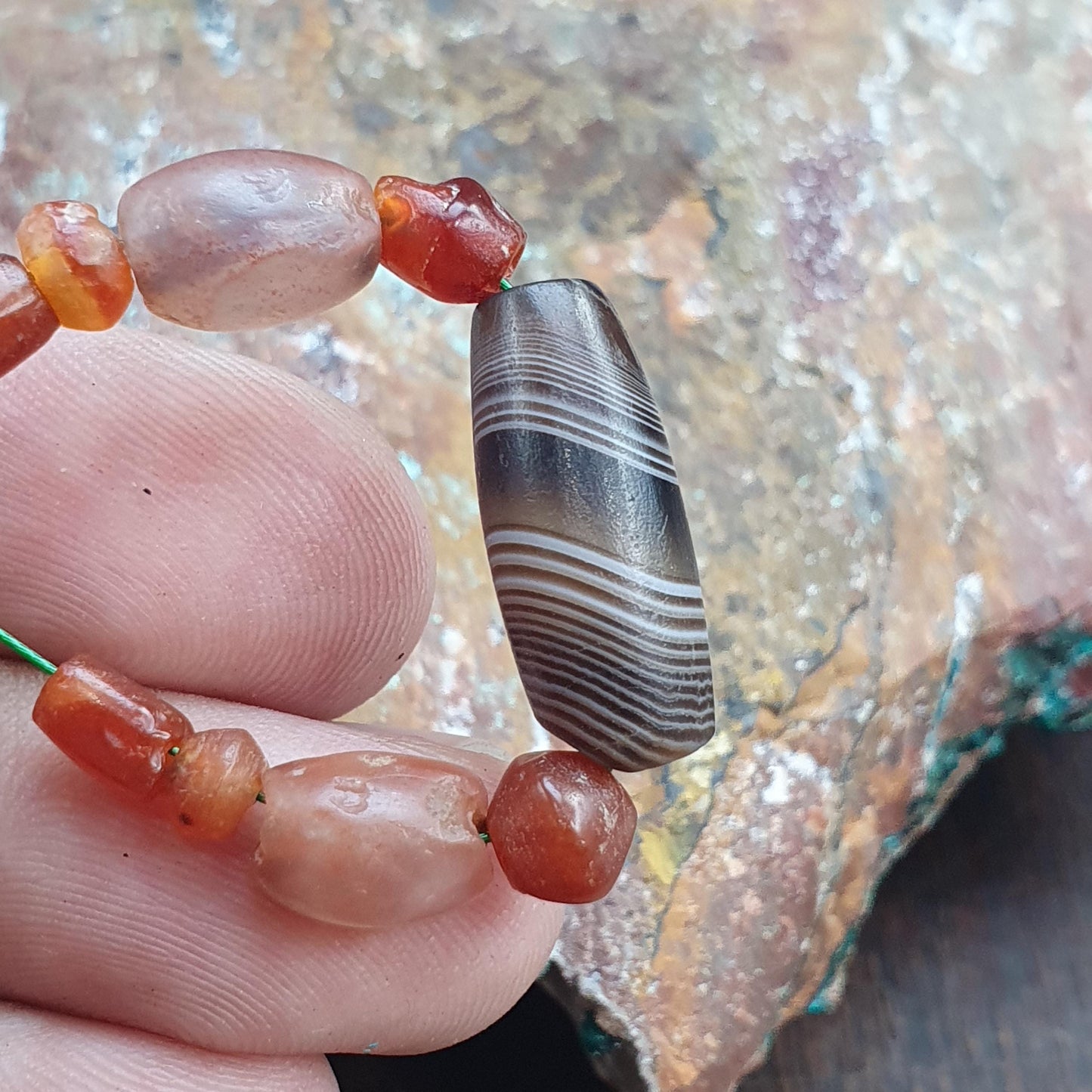 Ancient Yemeni Banded Chung Agate Bead, Rare Middle Eastern Antique Suleimani Beads Lot, Collectible Bead