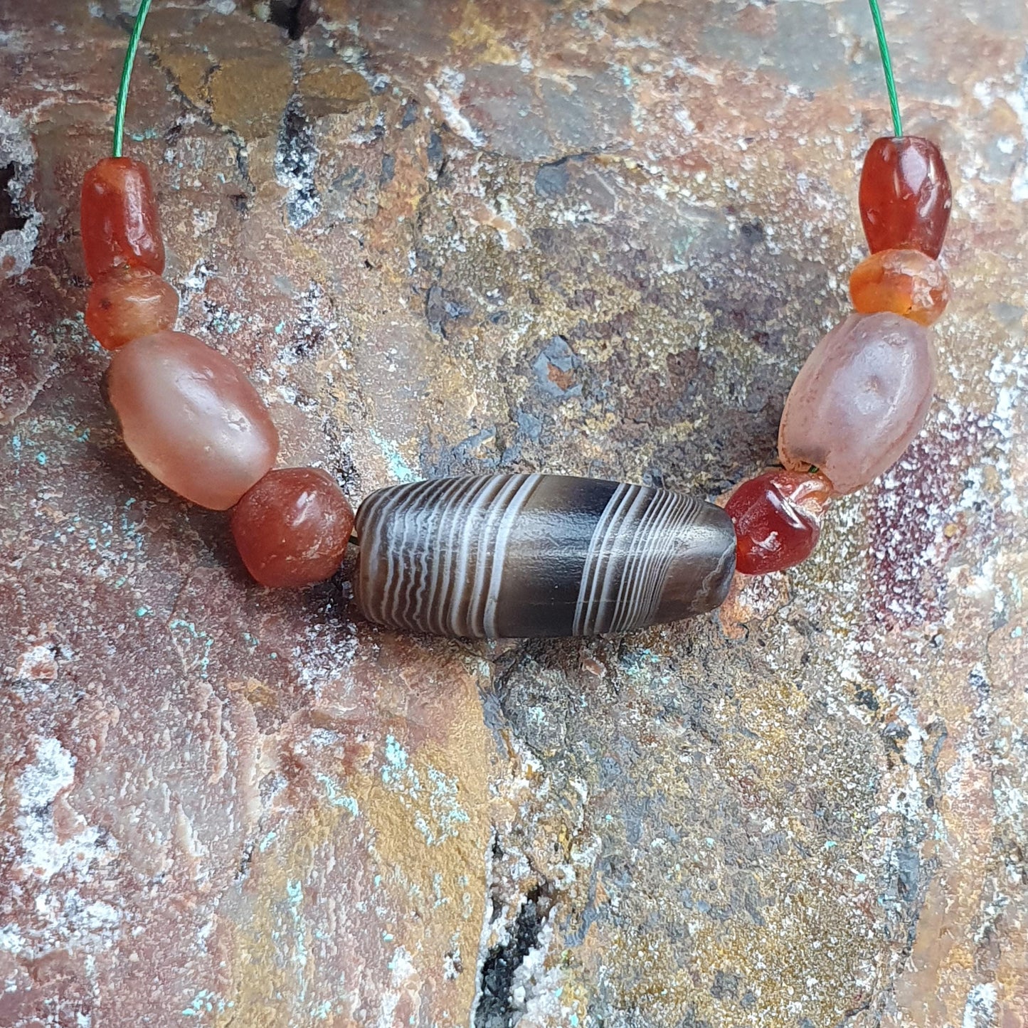 Ancient Yemeni Banded Chung Agate Bead, Rare Middle Eastern Antique Suleimani Beads Lot, Collectible Bead