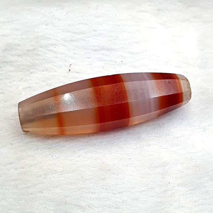 Antique Red and White Stripes Agate Trade Bead: Rare African Faceted Bead 40mm