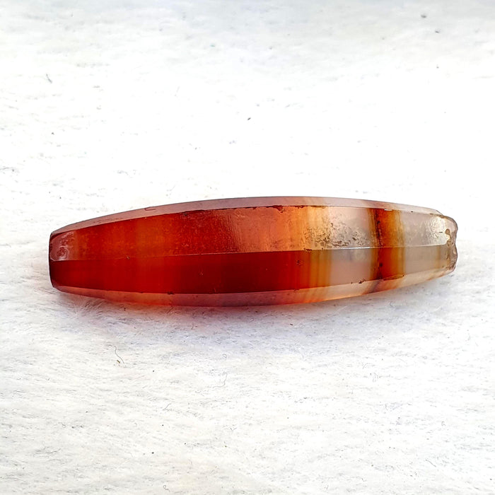 Antique Red and White Stripes Agate Trade Bead: Rare African Faceted Bead 35.6mm