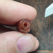 Antique Red and White Stripes Agate Trade Bead: Rare African Faceted Bead 35.5mm