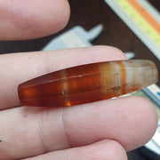 Antique Red and White Stripes Agate Trade Bead: Rare African Faceted Bead 39.9mm