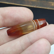 Antique Red and White Stripes Agate Trade Bead: Rare African Faceted Bead 34.5mm