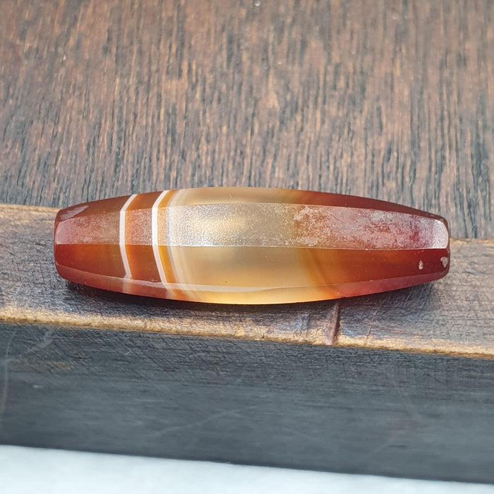 Antique Red and White Stripes Agate Trade Bead: Rare African Faceted Bead 34.5mm