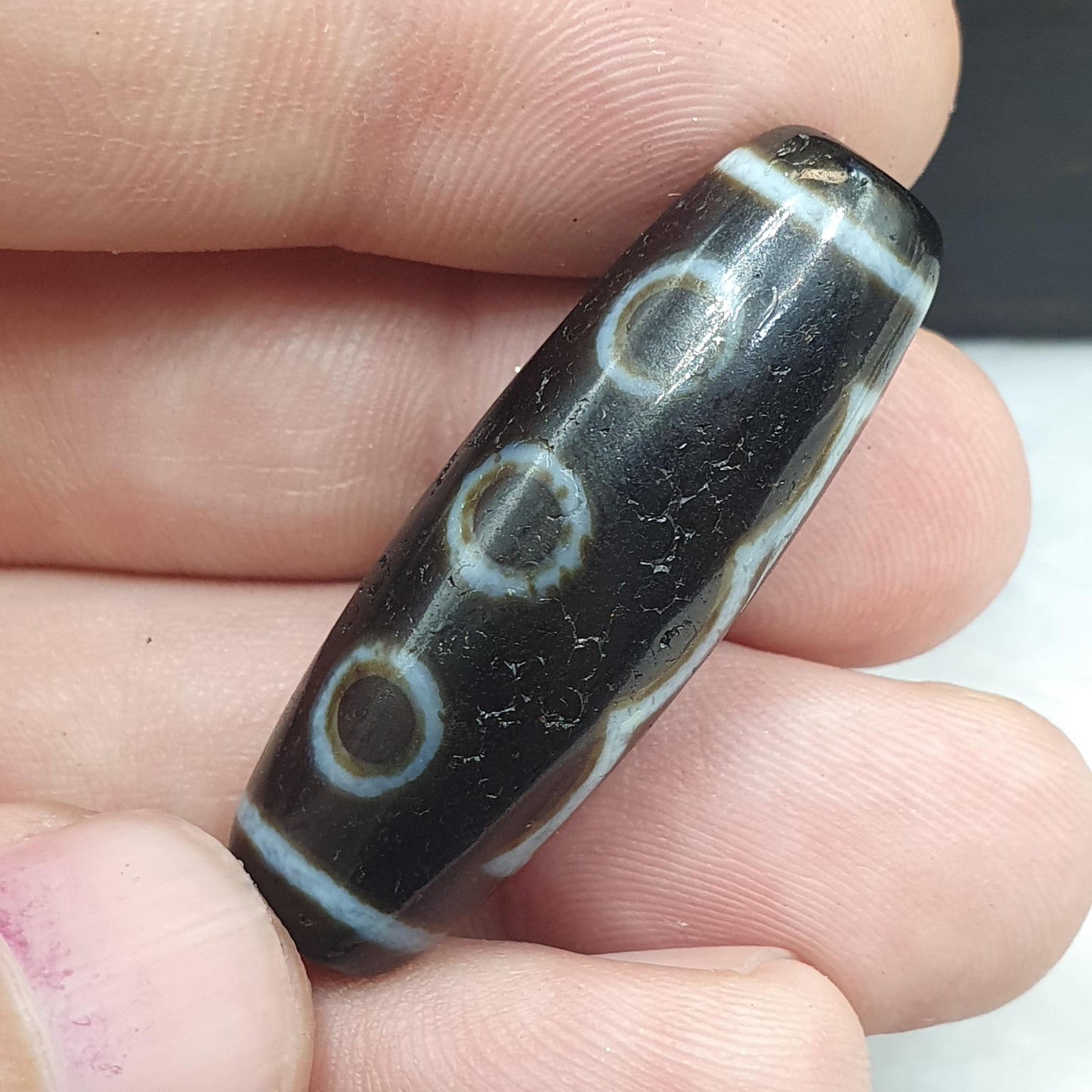 Himalayan old tibetan 5 eyes agate stone dzi bead amulet hq-2
