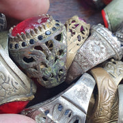 57 Pieces Antique vintage rings with agate, Glass and Resin center Stones