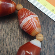 Tibetan Red Agate, Vintage Tribal Bracelet | Carnelian Beads | Stretch One Size, Unique Eyes Pattern