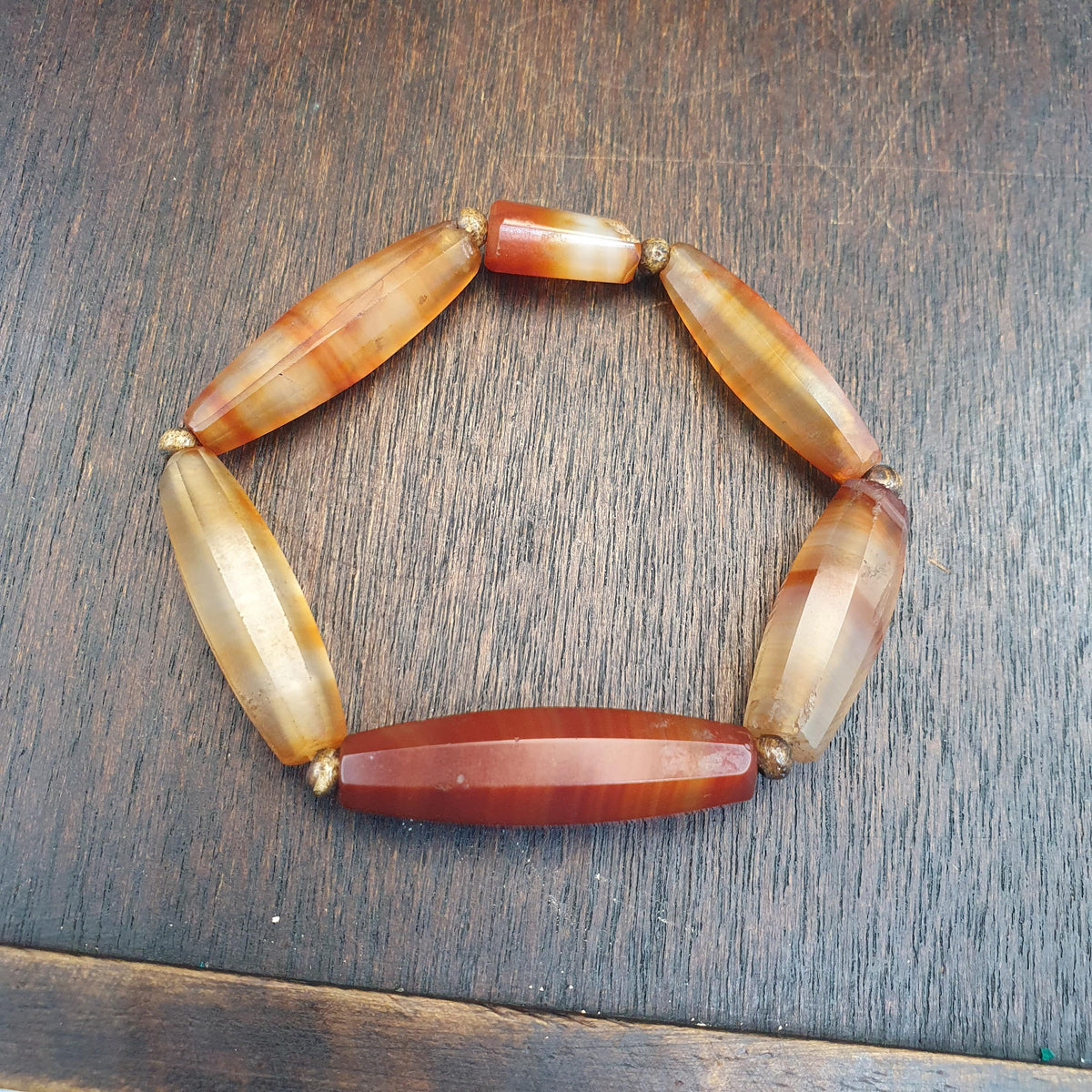 Antique African Agate Traded Beads Bracelet: Rare YEMENi Bead
