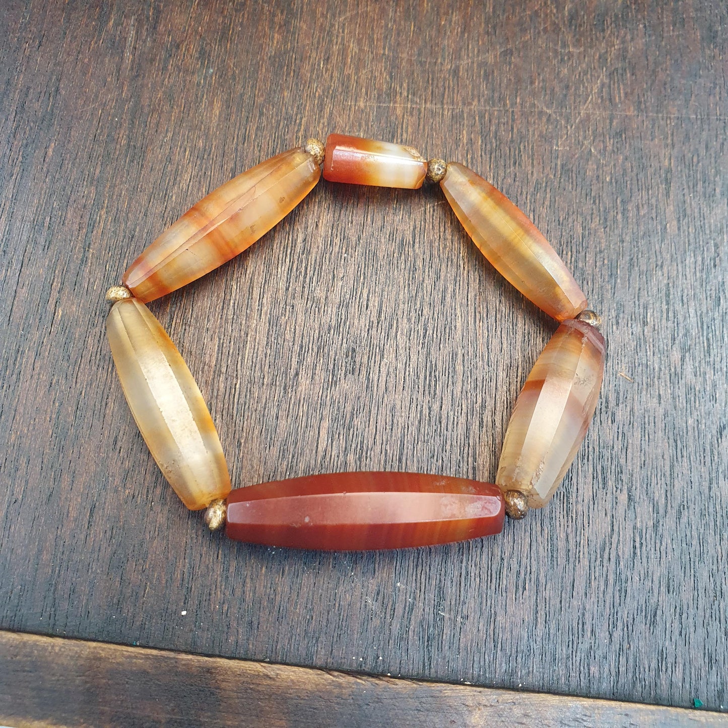 Antique African Agate Traded Beads Bracelet: Rare YEMENi Bead