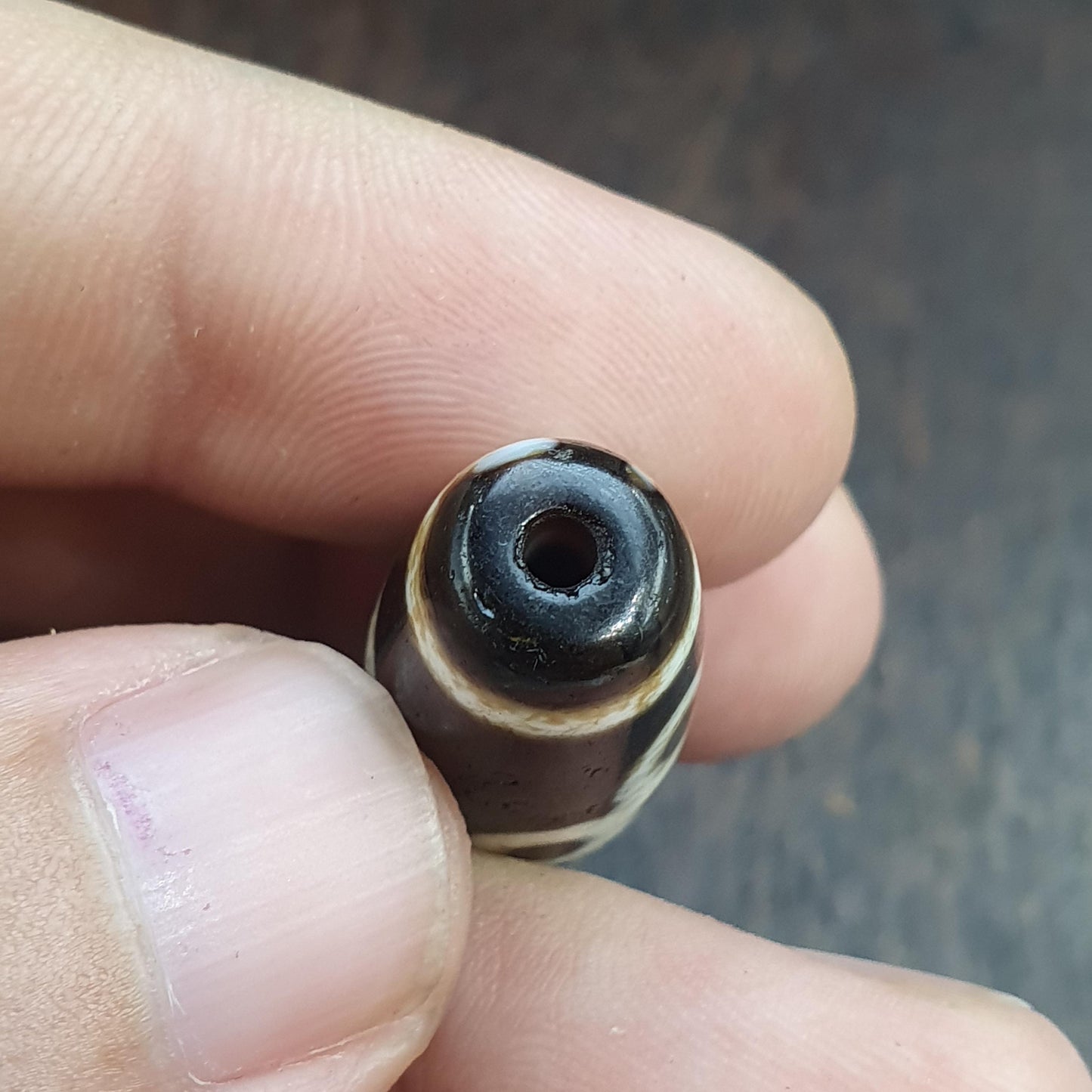 Unique Eyes Pattern OLD Himalayan Indo Tibetan Agate Dzi Amulet Bead