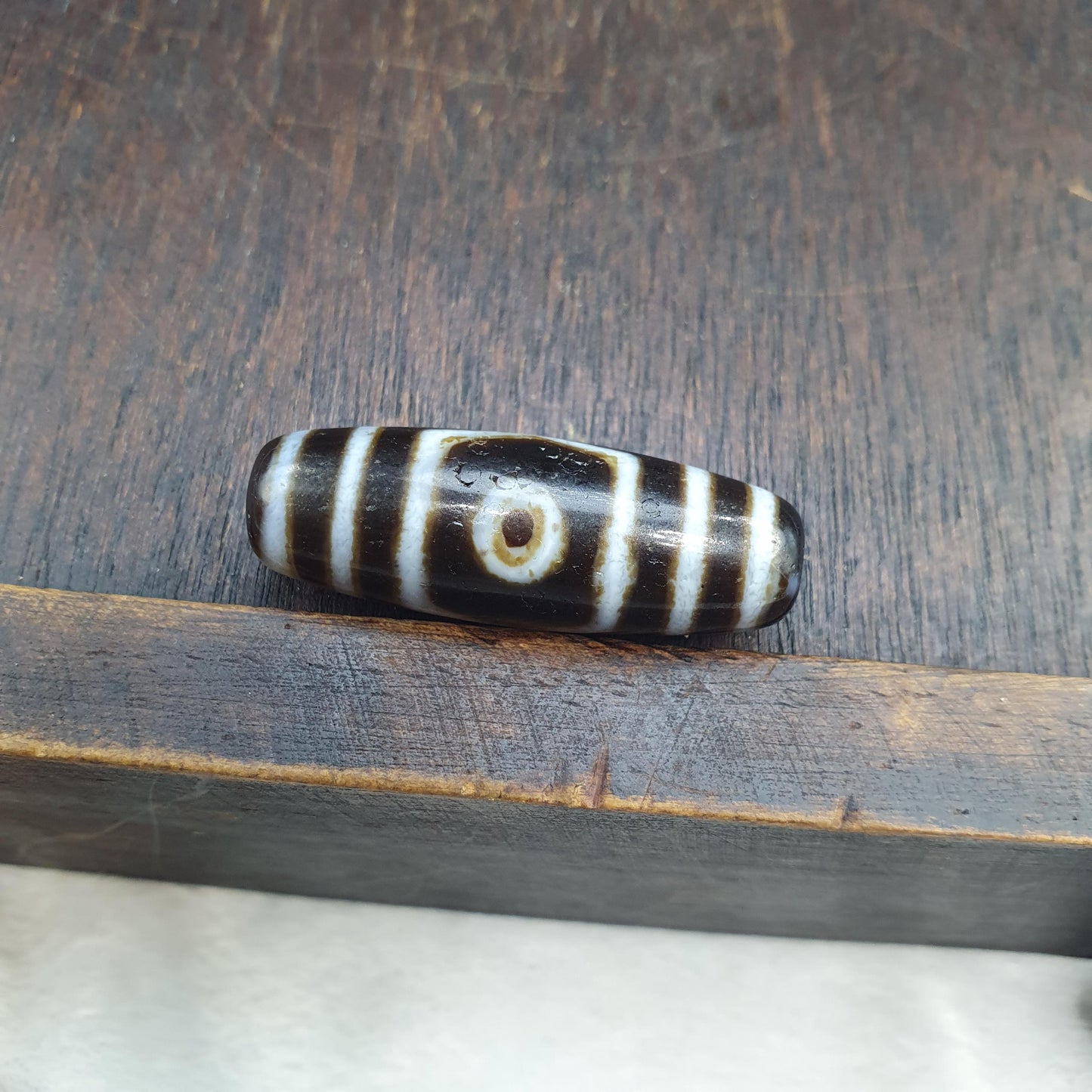 Unique 3 Eyes Pattern OLD Himalayan Indo Tibetan Agate Dzi Amulet Bead