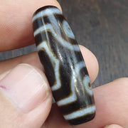 Unique 3 Eyes Pattern OLD Himalayan Indo Tibetan Agate Dzi Amulet Bead