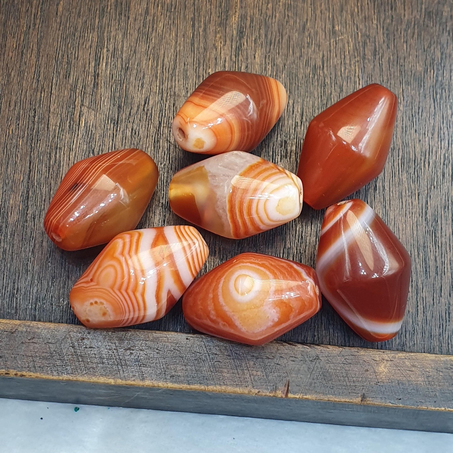 Himalayan red agate beads lot 7 – tibetan carnelian beads, eye agate beads