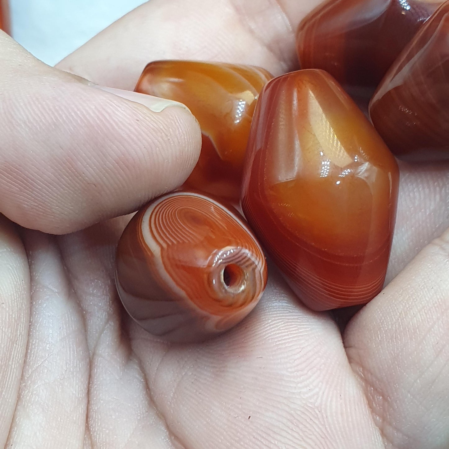 Himalayan red agate beads lot 5 – tibetan carnelian beads, eye agate beads