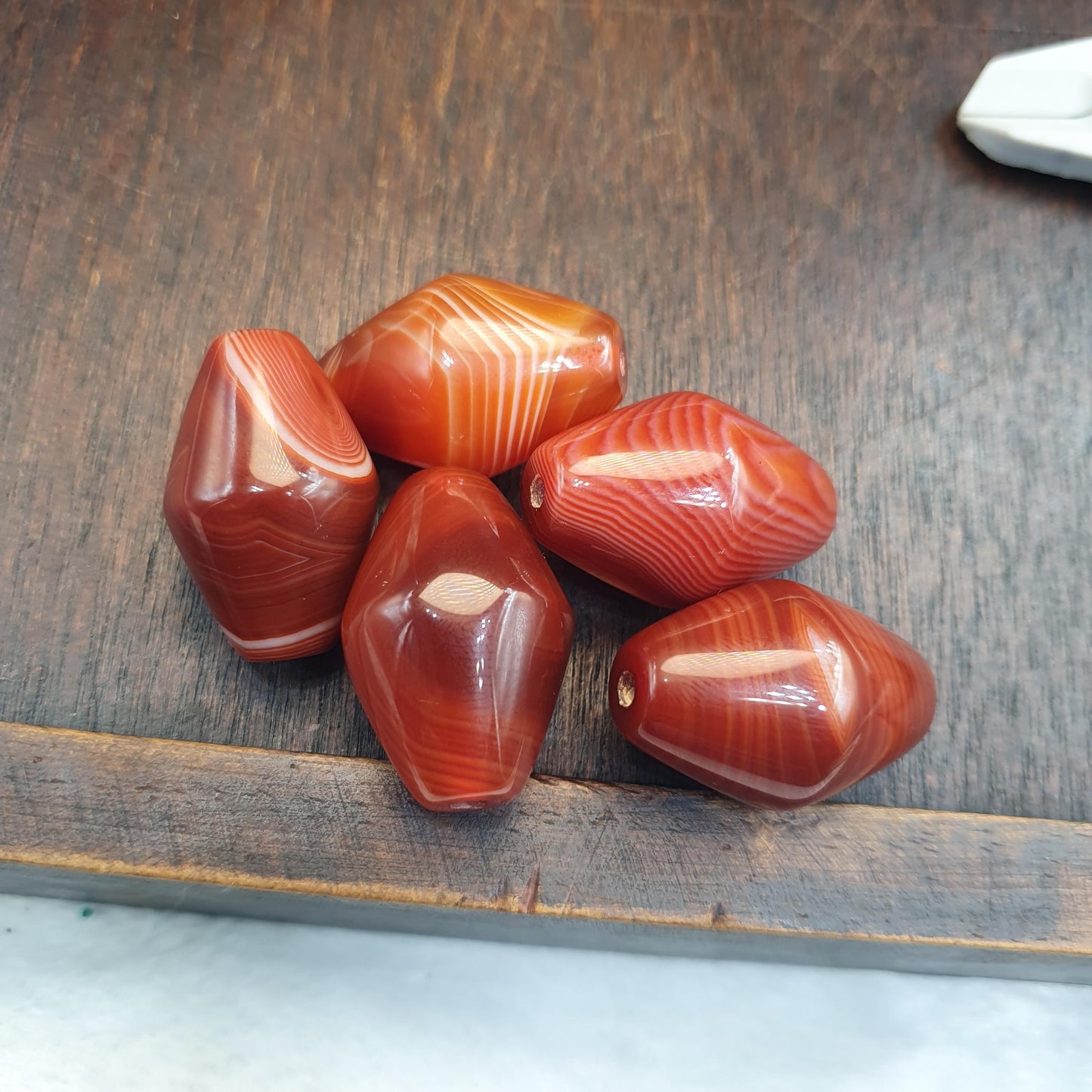 Himalayan red agate beads lot 5 – tibetan carnelian beads, eye agate beads