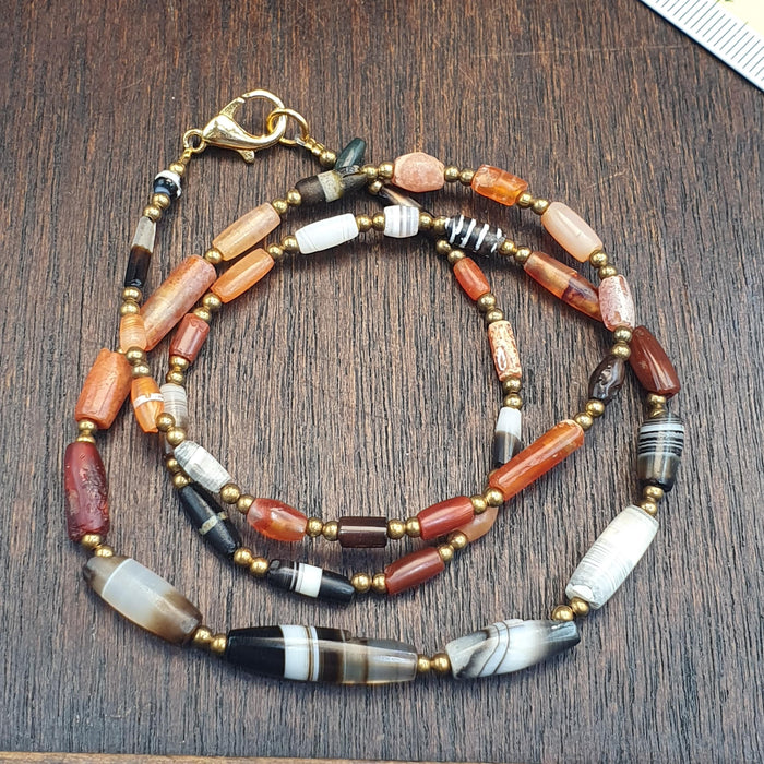 Ancient Yemeni banded Agate Bead, Rare Middle Eastern Antique beads Necklace, Chung Agate Beads