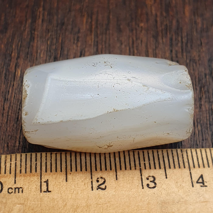 Ancient himalayan indo tibetan White agate bead, spiritual amulet, collectible bead