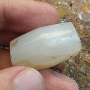 Ancient himalayan indo tibetan White agate bead, spiritual amulet, collectible bead