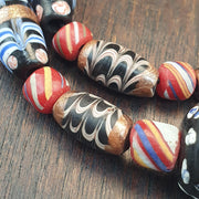 Vintage Feather pattern Glass Bead Necklace: 22 Inch Strand