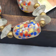 Vintage Murano Style Millefiori Art Glass Bead Necklace Confetti Speckled