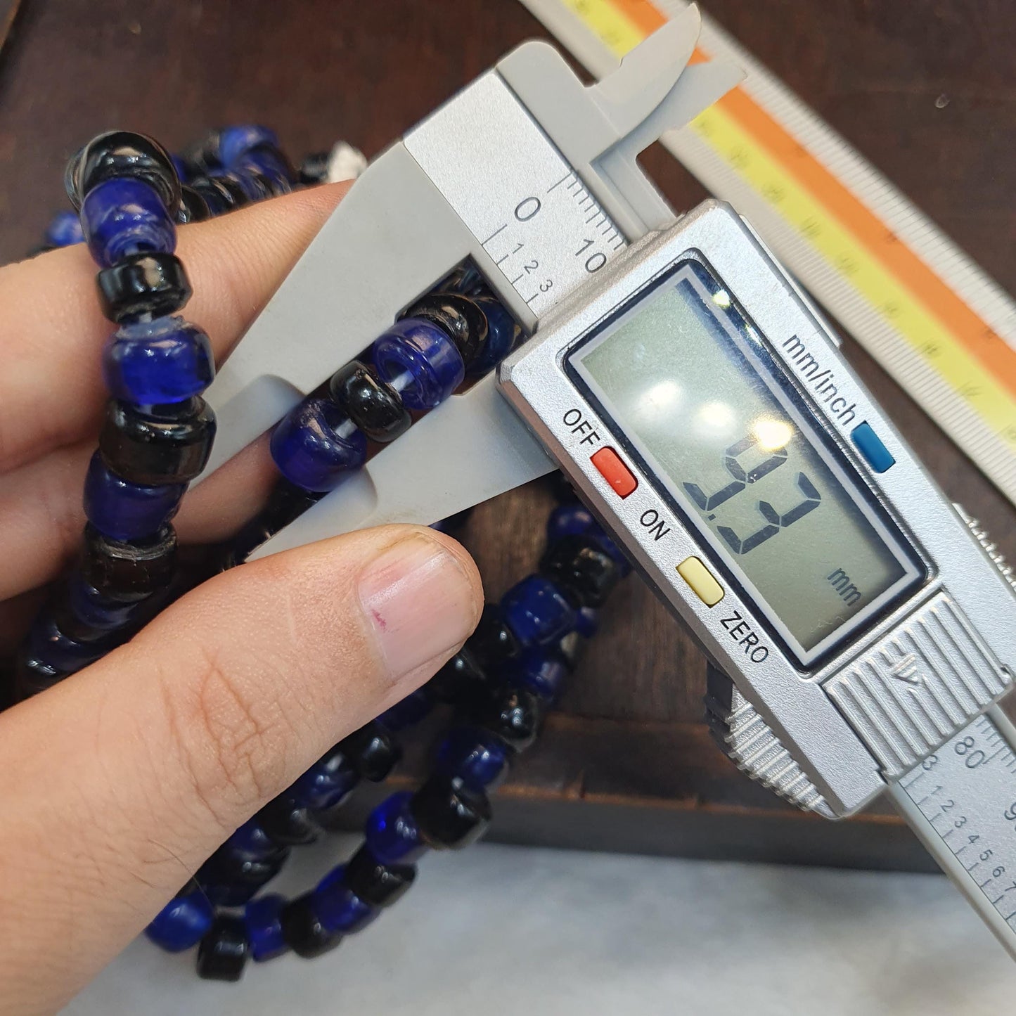 Vintage Cobalt Blue Black Glass Wound Ring Donut Strands 9mm 10mm  lot 2 Strands