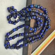 Vintage Cobalt Blue, Opaque Black Donut Strand - Short Barrel Crow, Wound Glass | 9.3-10mm, Lot Of Two