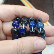 Vintage Cobalt Blue, Opaque Black Donut Strand - Short Barrel Crow, Wound Glass | 9.3-10mm, Lot Of Two