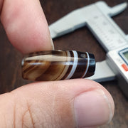 Antique Yemeni Agate, Banded Sulemani Bead | Natural Stone | 25.7mm Tabular Barrel, Heirloom Focal