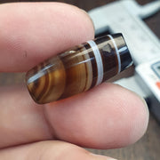 Antique Yemeni Agate, Banded Sulemani Bead | Natural Stone | 25.7mm Tabular Barrel, Heirloom Focal