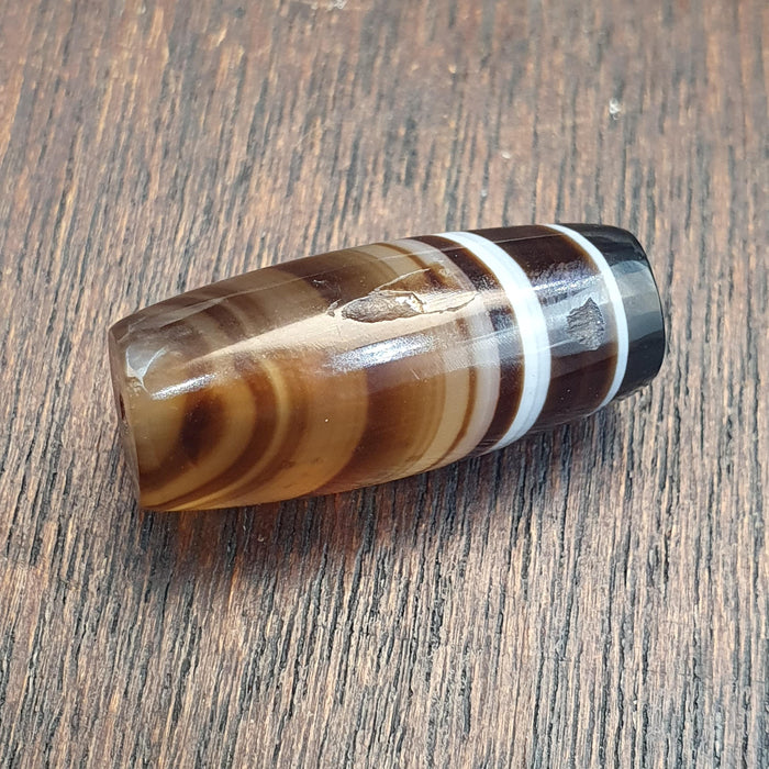 Antique Yemeni Agate Bead 25.7mm, Banded Sulemani Agate, Natural Striped Agate Talisman, Ancient Style Chung Dzi Bead, Collectible