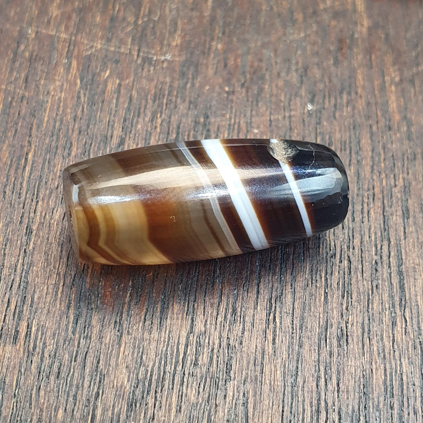 Antique Yemeni Agate Bead 25.7mm, Banded Sulemani Agate, Natural Striped Agate Talisman, Ancient Style Chung Dzi Bead, Collectible