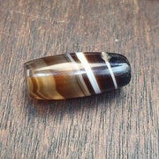 Antique Yemeni Agate, Banded Sulemani Bead | Natural Stone | 25.7mm Tabular Barrel, Heirloom Focal