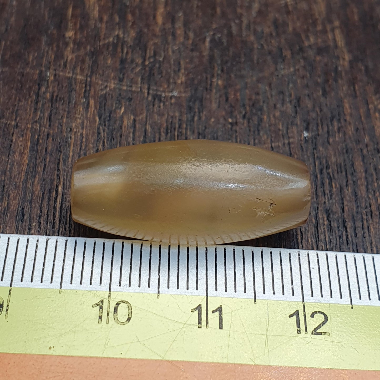 Antique Yellow Agate Bead 25.3mm, Ancient Honey Chalcedony Barrel Bead,  Rare Collectible Bead Amulet