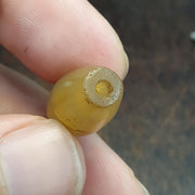 Antique Yellow Agate, Honey Chalcedony Barrel Bead, Glassy Waxy Patina | Translucent Quartz | 25.3mm