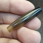 Antique Gray Agate, Translucent Barrel Bead - Honey Citrine Tones, Waxy Patina, Collector Focal | 41.8mm