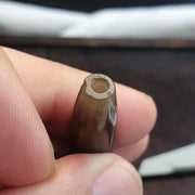 Antique Gray Agate, Translucent Barrel Bead - Honey Citrine Tones, Waxy Patina, Collector Focal | 41.8mm