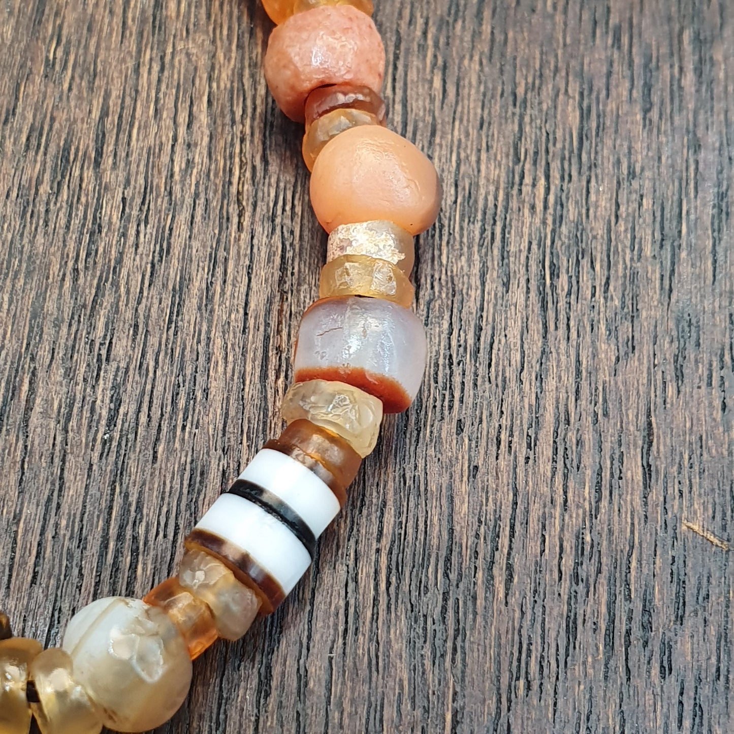 Ancient Agate and Crystal Bead Bracelet 8 Inches, Antique Silk Road Carnelian Talisman, Rare Collectible Gift