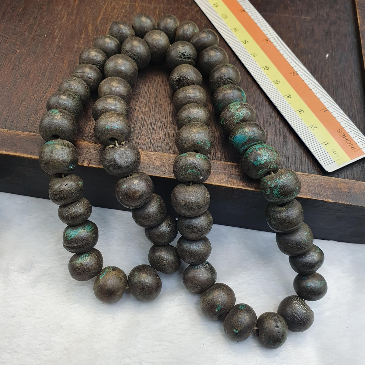Vintage tibetan yak bone (buffalo) beads beaded strand, necklace