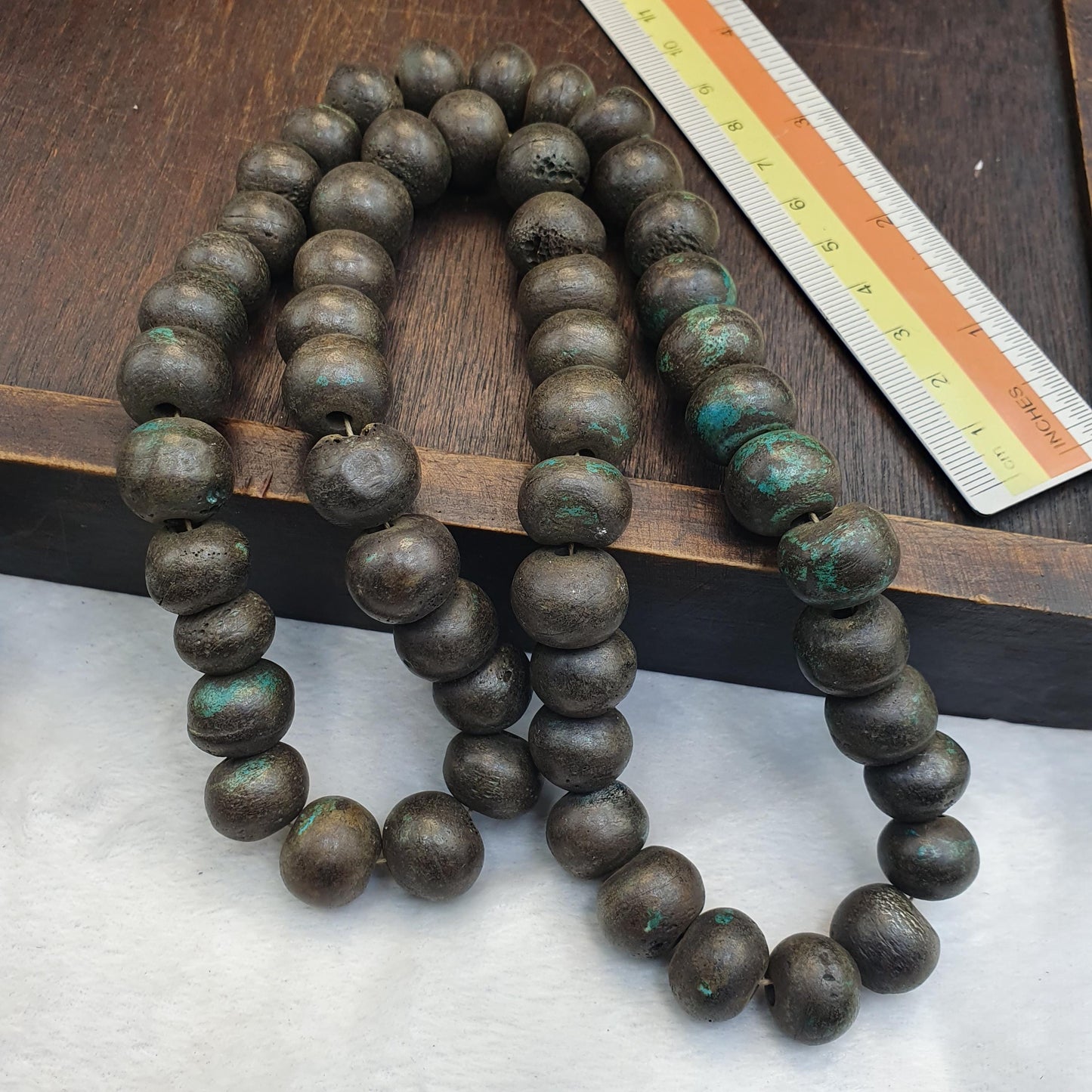 Vintage tibetan yak bone (buffalo) beads beaded strand, necklace