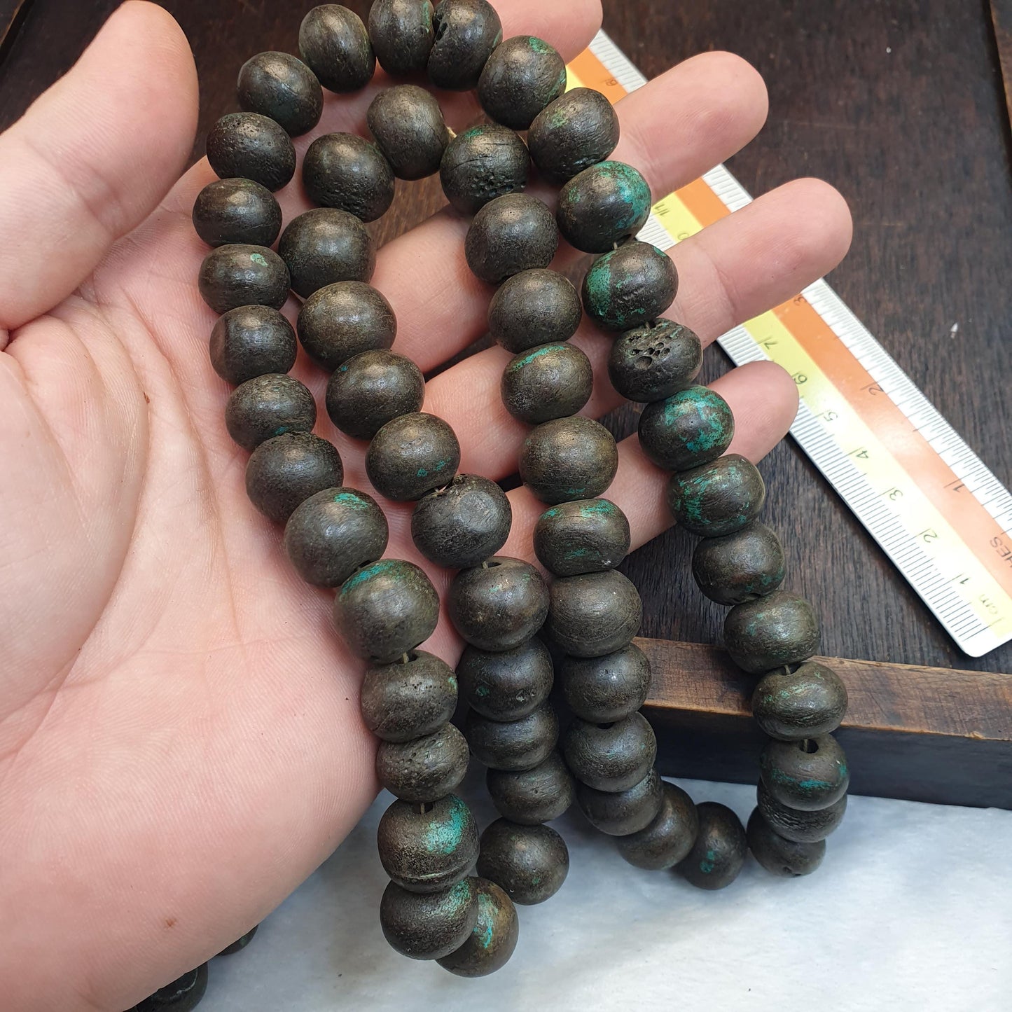 Vintage tibetan yak bone (buffalo) beads beaded strand, necklace
